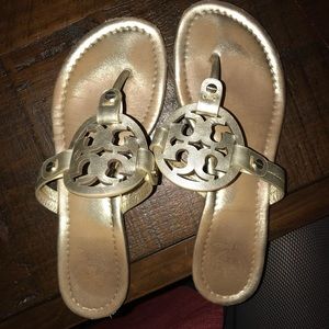 Tory Burch Miller Sandals Metallic leather